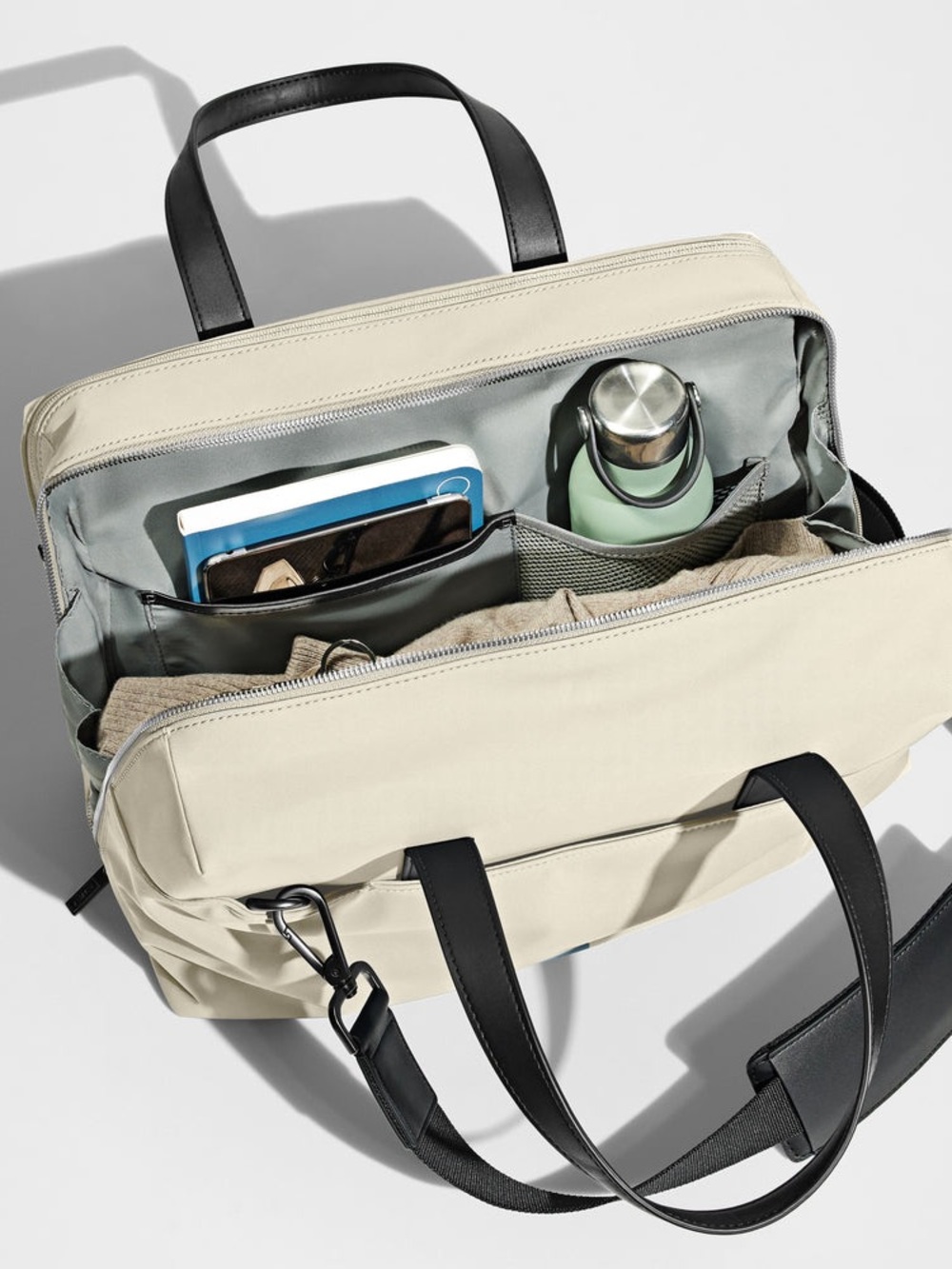 Away Cream Travel Duffel with Black Leather Handles - Picture 2 of 10
